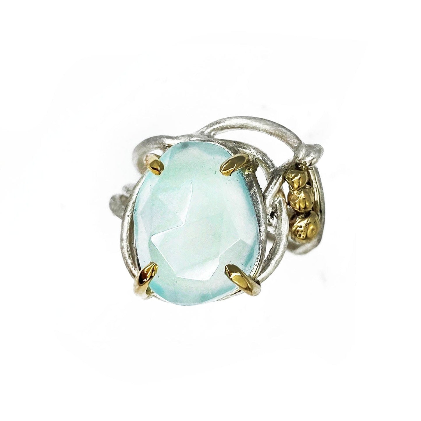 Silver and Gold Chrysoprase Wrap Ring
