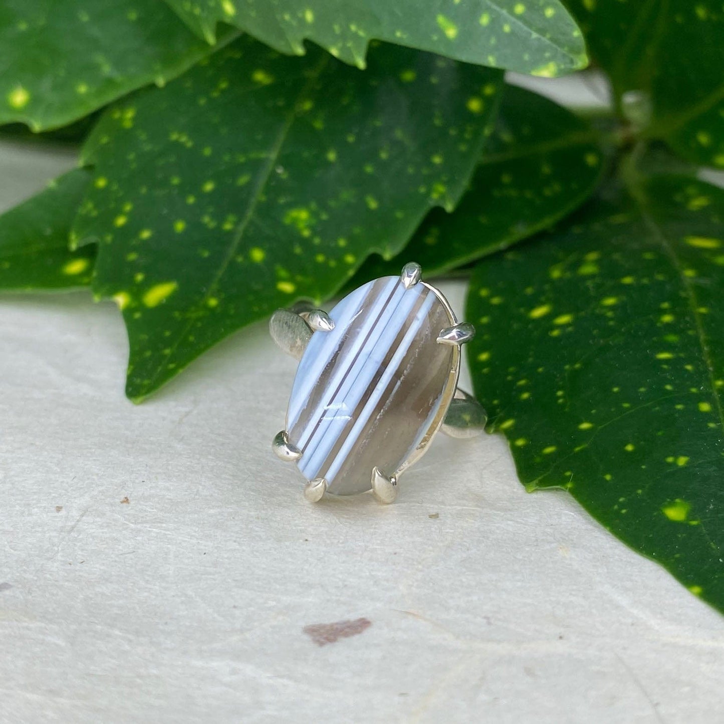 Striped Blue Opal Ring