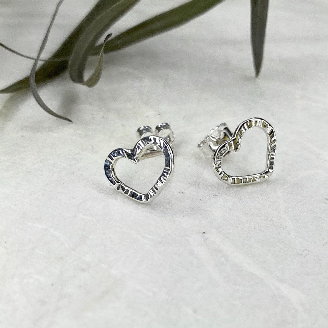 Sweet, Petite Silver Heart Stud Earrings
