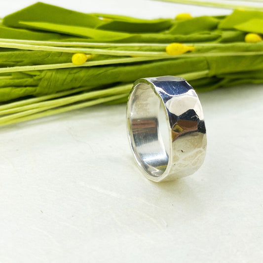 Wide Ripple Hammered Ring