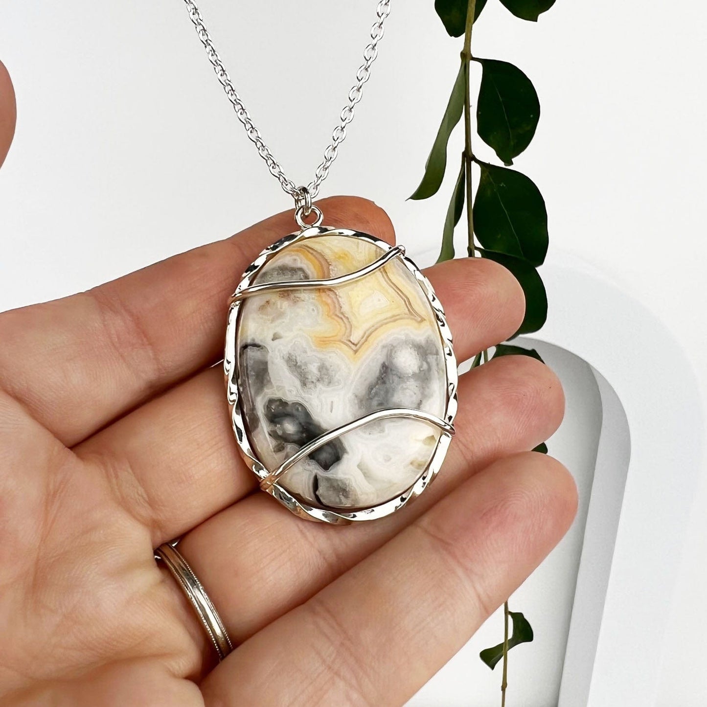 Yellow Crazy Lace Agate Winds Necklace