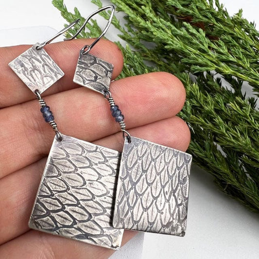 Sapphire Snakeskin Statement Earrings - Mettle by Abby