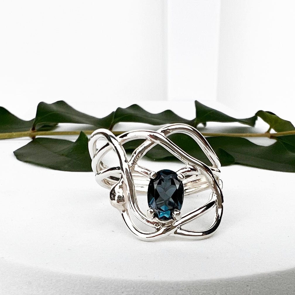Silver London Blue Topaz Wrap Ring - Mettle by Abby